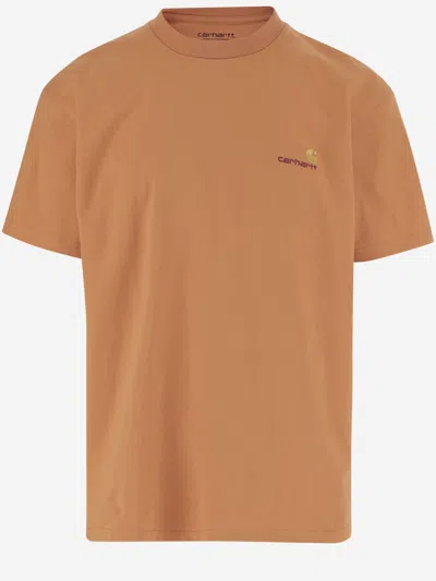 Carhartt Orange Logo T-shirt In Brown