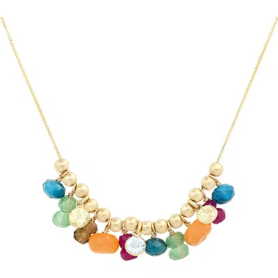 Elliot Young Moveable Multi Gemstone Bead 14k Gold Necklace