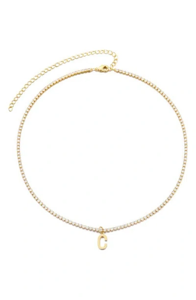Adornia Initial Charm Tennis Necklace