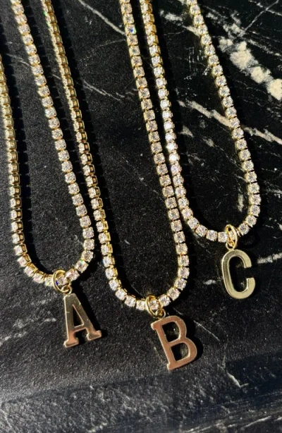 Adornia Initial Charm Tennis Necklace