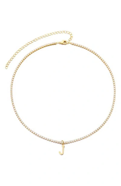 Adornia Initial Charm Tennis Necklace