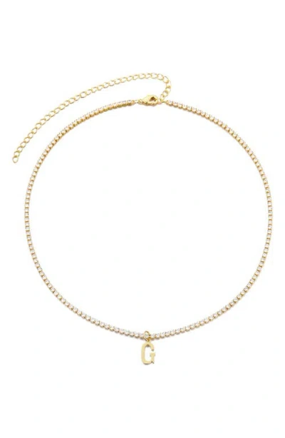 Adornia Initial Charm Tennis Necklace
