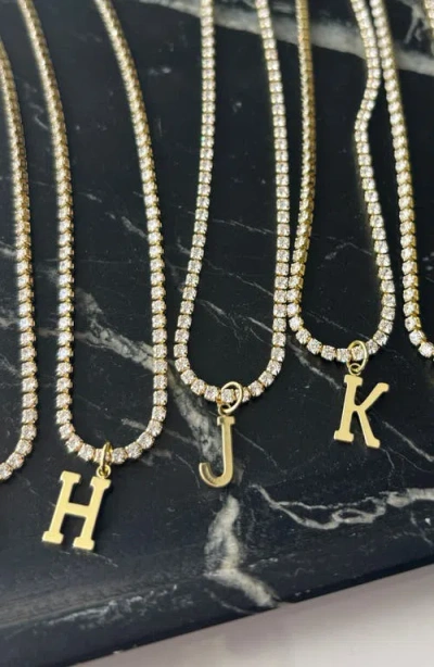 Adornia Initial Charm Tennis Necklace