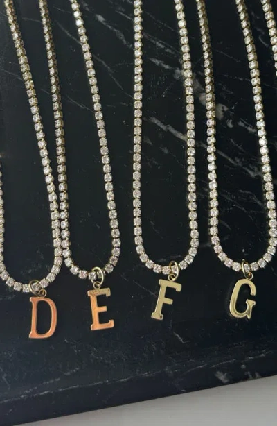 Adornia Initial Charm Tennis Necklace