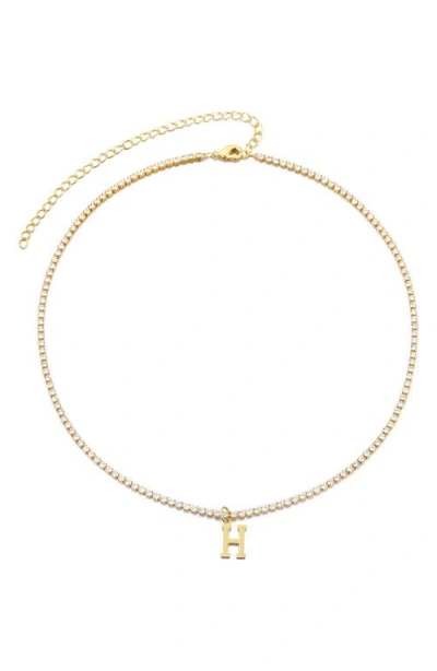 Adornia Initial Charm Tennis Necklace