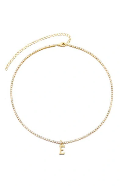 Adornia Initial Charm Tennis Necklace
