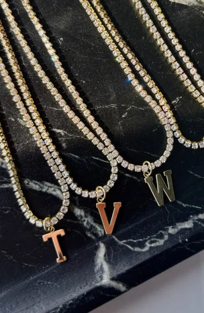 Adornia Initial Charm Tennis Necklace