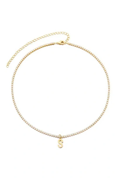 Adornia Initial Charm Tennis Necklace