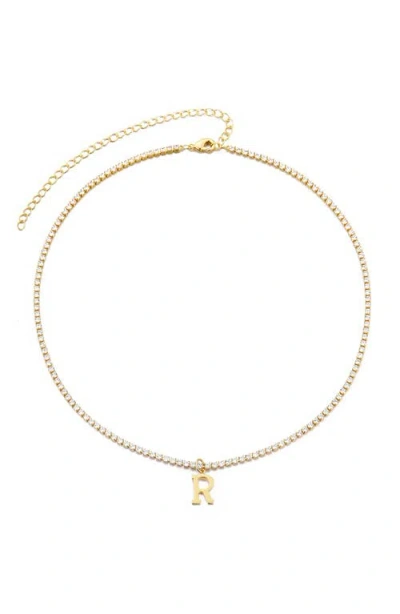 Adornia Initial Charm Tennis Necklace