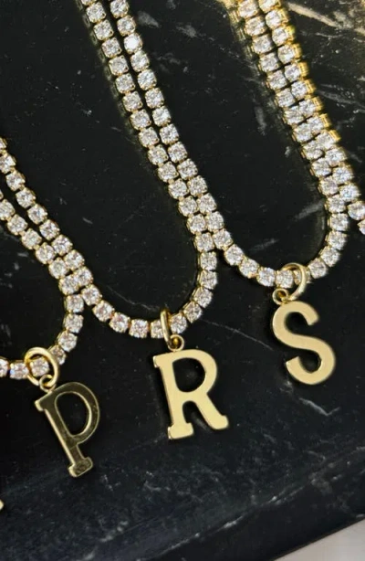 Adornia Initial Charm Tennis Necklace