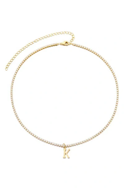 Adornia Initial Charm Tennis Necklace