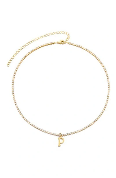 Adornia Initial Charm Tennis Necklace