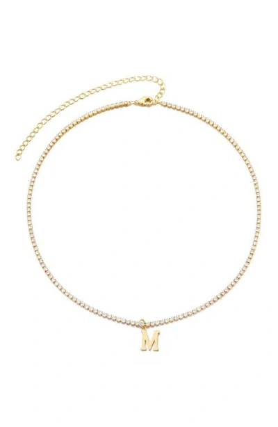 Adornia Initial Charm Tennis Necklace