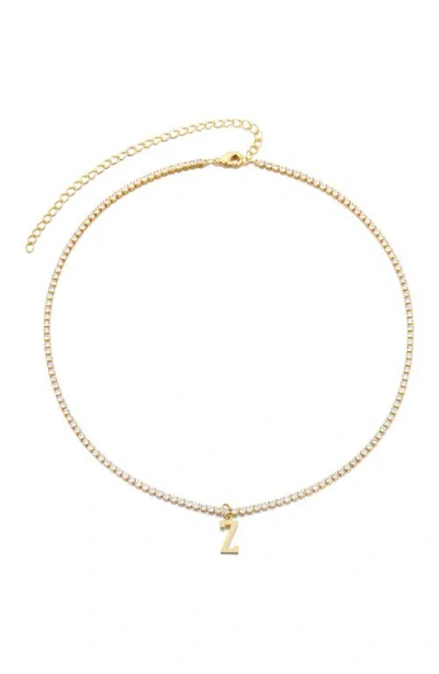 Adornia Initial Charm Tennis Necklace
