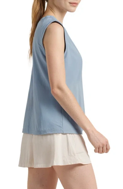 Three Dots Kimberly Cotton Jersey Muscle Tank In Gray