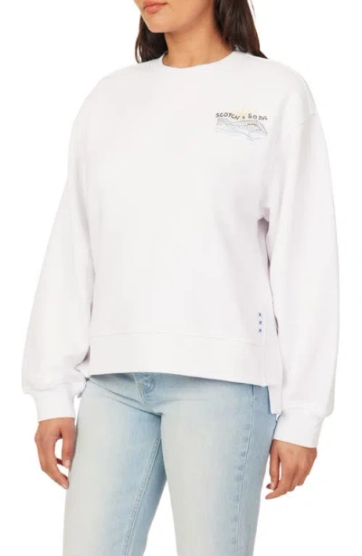 Scotch & Soda Oversize Side Vent Sweatshirt In White