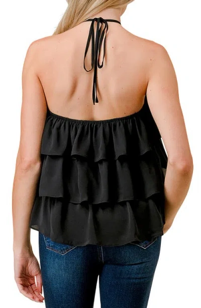 Beivy Rosette Ruffle Halter Neck Dobby Top