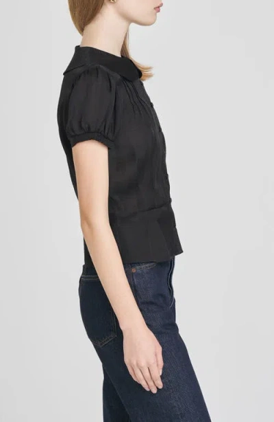 Wayf Kit Puff Sleeve Semisheer Peplum Top