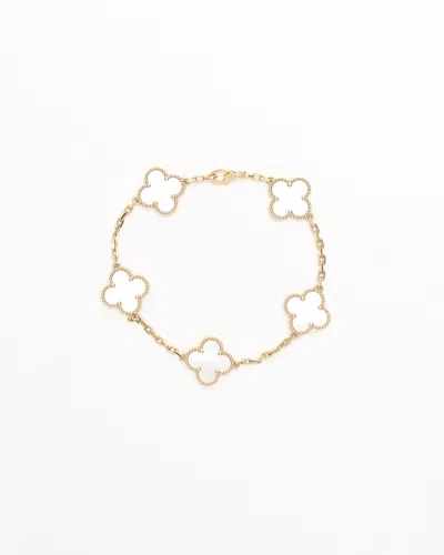 Van Cleef & Arpels Vintage Alhambra Mother-of-pearl 18k Yellow Gold, 5 Motifs, Bracelet In Gold