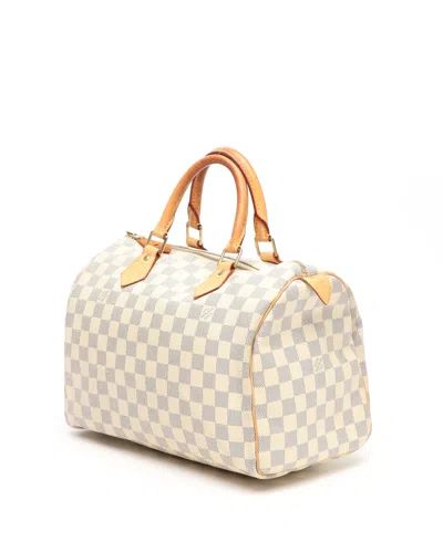Pre-owned Louis Vuitton Damier Azur Speedy 30 Bag In White
