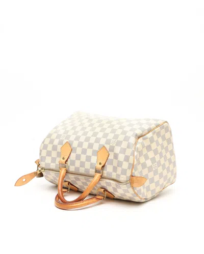 Pre-owned Louis Vuitton Damier Azur Speedy 30 Bag In White