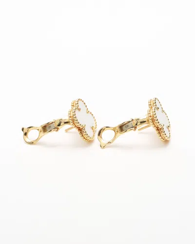 Van Cleef & Arpels Vintage Alhambra Mother-of-pearl Earrings In Brown