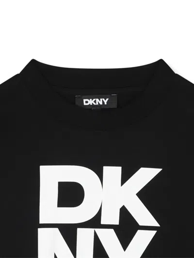 Dkny Logo-print Long-sleeve Top In Black