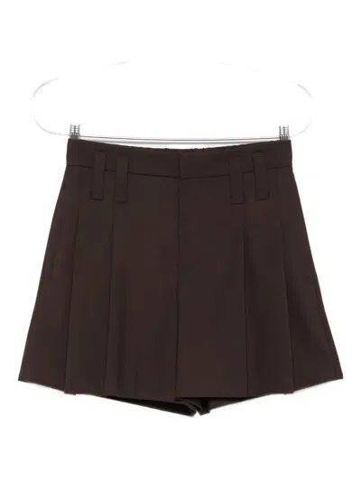 Brunello Cucinelli Wool Blend High Waist Pleated Shorts In Brown