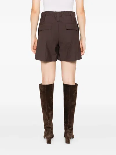 Brunello Cucinelli Wool Blend High Waist Pleated Shorts In Brown
