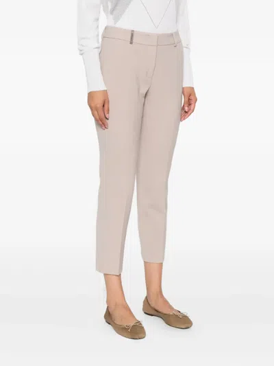 Peserico Embellished Cropped Trousers In Neutral