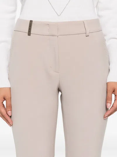 Peserico Embellished Cropped Trousers In Neutral