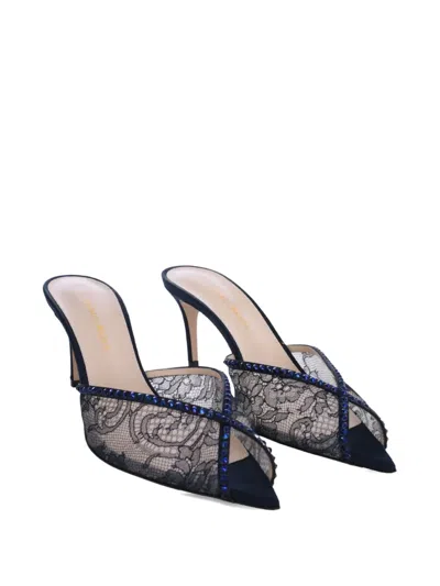 Andrea Wazen 75mm Katy Lace-embellished Mules