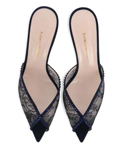 Andrea Wazen 75mm Katy Lace-embellished Mules