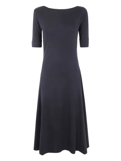 Ralph Lauren Munzie Elbow Sleeve Day Dress In Black
