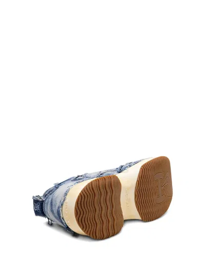Hogan Frayed Denim Platform Sneakers In Blue