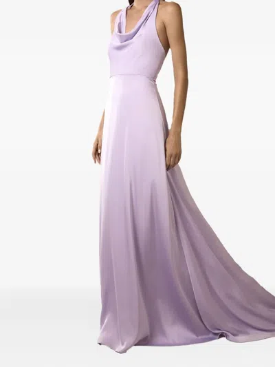 Nicole Miller Cowl-neck Halter Maxi Dress In Purple