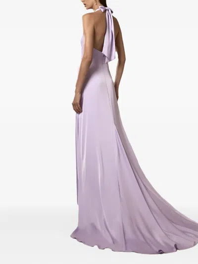 Nicole Miller Cowl-neck Halter Maxi Dress In Purple