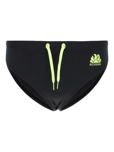 Sundek Drawstring Swimming Trunks In Black