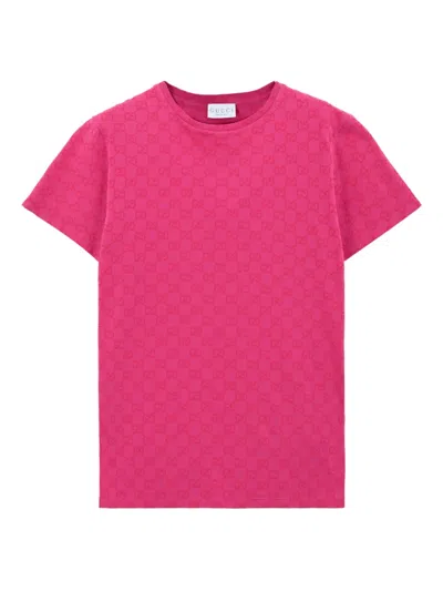 Gucci Gg-pattern Short Sleeve T-shirt In Pink