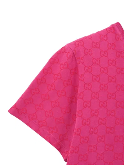 Gucci Gg-pattern Short Sleeve T-shirt In Pink