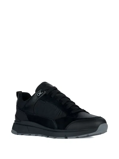 Geox Dolomia Abx Leather Panel Sport Shoe In Black