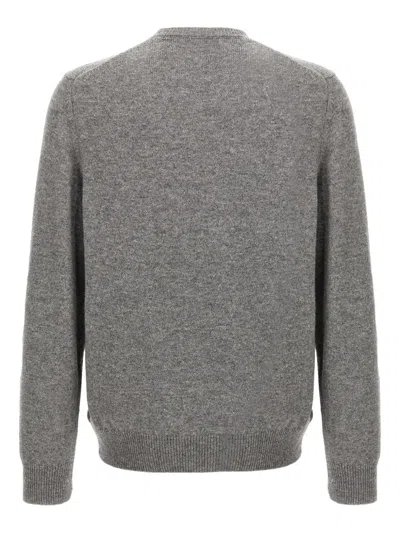 Zanone Crew Neck Wool Sweater With Ribbed Cuffs In Gray