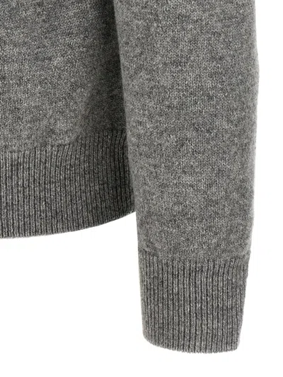 Zanone Crew Neck Wool Sweater With Ribbed Cuffs In Gray
