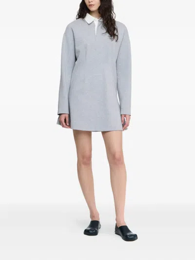 Jw Anderson Mens Mid Grey Melange Regular-fit Long-sleeve Stretch-cotton Blend Midi Polo Dress In Gray