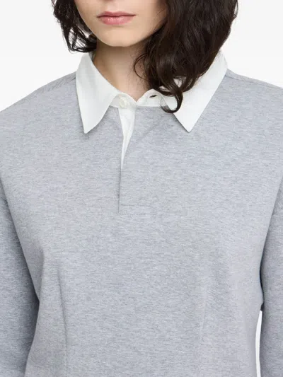 Jw Anderson Mens Mid Grey Melange Regular-fit Long-sleeve Stretch-cotton Blend Midi Polo Dress In Gray