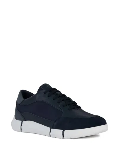 Geox U Adacter A Leather Suede Panel Trainers In Blue