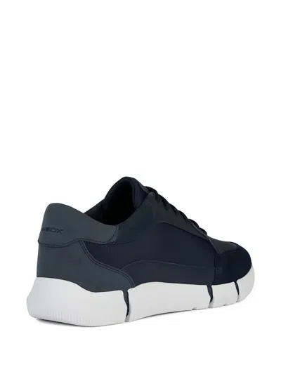 Geox U Adacter A Leather Suede Panel Trainers In Blue