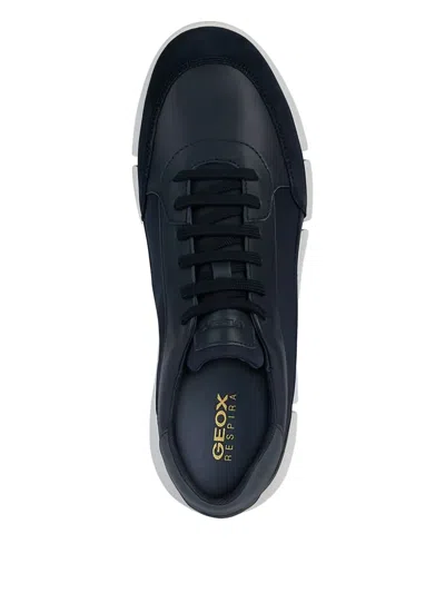 Geox U Adacter A Leather Suede Panel Trainers In Blue