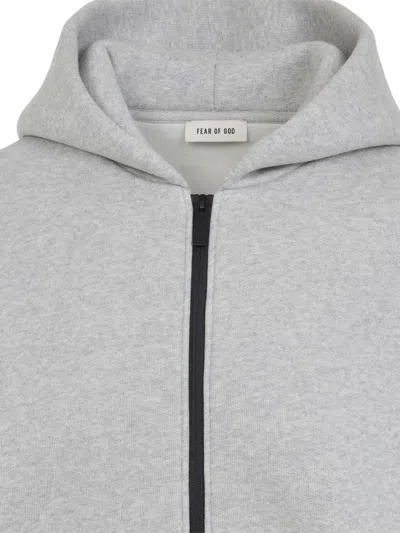 Fear Of God Relaxed Fit Grey Sweatshirt With Zip-up Front In Neutral