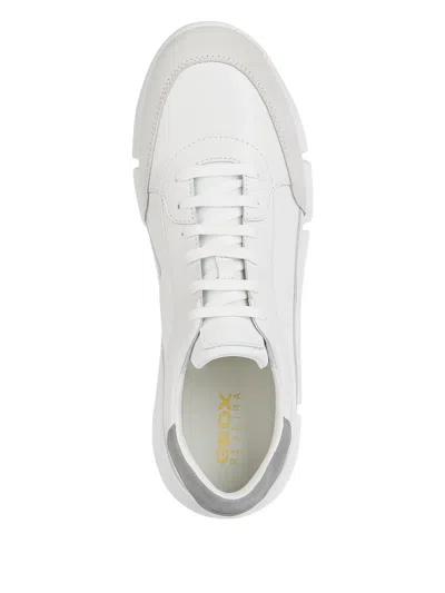 Geox U Adacter Leather Suede Panel Trainers In White